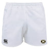 EMB Canterbury Monarch Rugby Club Advantage Rugby Shorts feature an elastic waistband, moisture-wicking fabric, the Canterbury logo on the left leg, and the Monarch Rugby logo on the right for comfort and style on and off the field.
