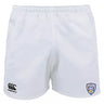 The Franklin County High School Rugby Advantage Shorts by EMB Canterbury feature an elastic waistband, moisture-wicking fabric, a Canterbury logo on the left leg, and the Flyer RFC badge on the right.