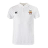 The Atlanta Old White Rugby Champs Waimak Polo by EMB Canterbury is a white short-sleeve polo with a buttoned collar, Canterbury logo on the right chest, and a colorful "Netball Champions" emblem on the left.