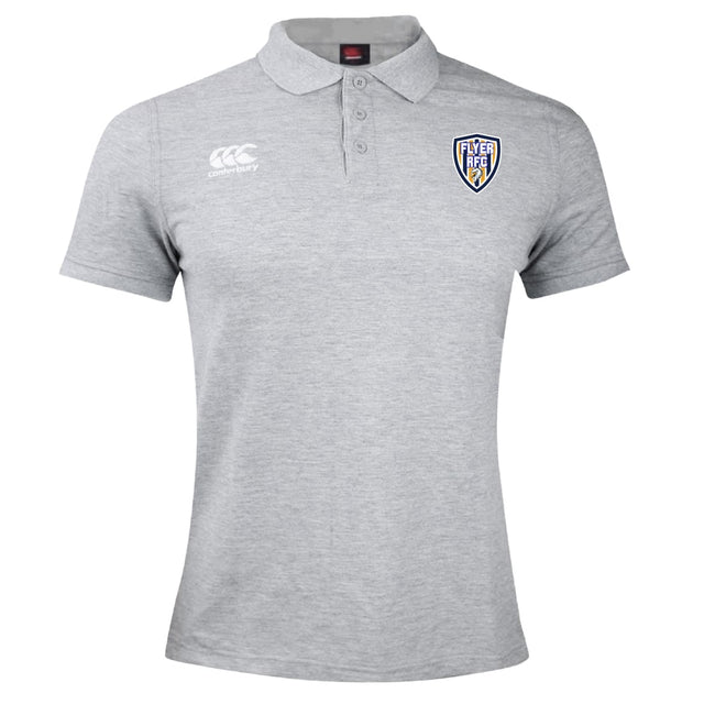 Light grey Franklin County High School Rugby Waimak Polo by EMB Canterbury, featuring the school badge on the left chest and a white Canterbury logo on the right in classic CCC Waimak style.