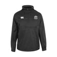The Fortivus Academy Packaway Jacket by EMB Canterbury is a black men's water-resistant pullover with a front zipper, kangaroo pocket, and Fortivus Academy plus Canterbury logos on the chest.