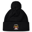 Stay warm in the Atlanta Old White Rugby Champs Pom Pom Beanie by EMB Canterbury, featuring a "National Champions 2025 OWU" logo, eagle design, cozy fleece lining, and classic pom-pom—perfect for rugby fans.