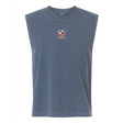 The EMB S&S Activewear USA Rugby Unisex Heavyweight Cotton Mid-Length Muscle Tee is a sleeveless shirt with a small chest logo, shown against a plain white background.