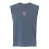 The EMB S&S Activewear USA Rugby Unisex Heavyweight Cotton Mid-Length Muscle Tee is a sleeveless shirt with a small chest logo, shown against a plain white background.