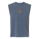 Show your USA Rugby pride with the EMB S&S Activewear Heritage Unisex Heavyweight Cotton Mid-Length Muscle Tee, featuring a blue sleeveless design and an embroidered eagle with "USARFU" text on the front center chest.