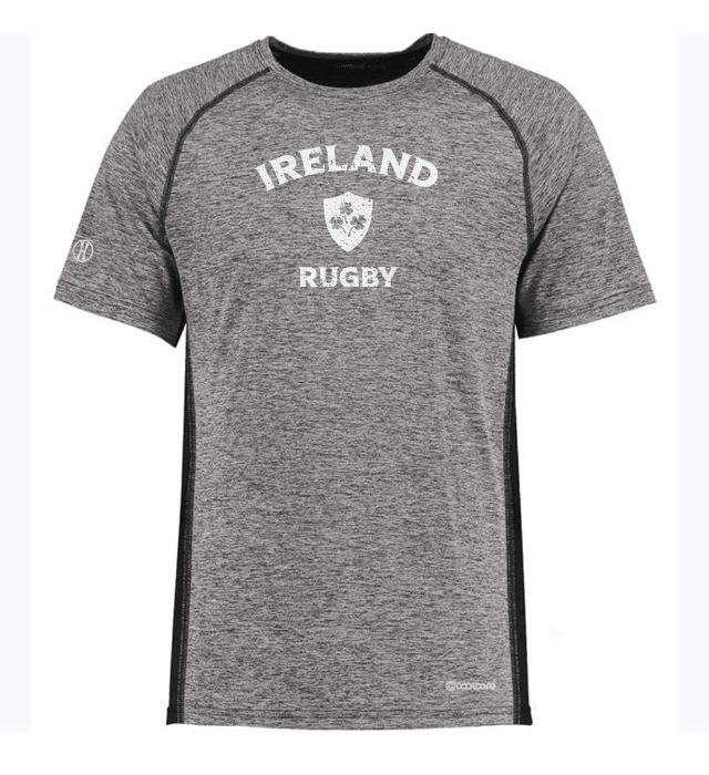 The Nations of Rugby Ireland Rugby Electrify Training Tee in grey and black, inspired by WRS Augusta.