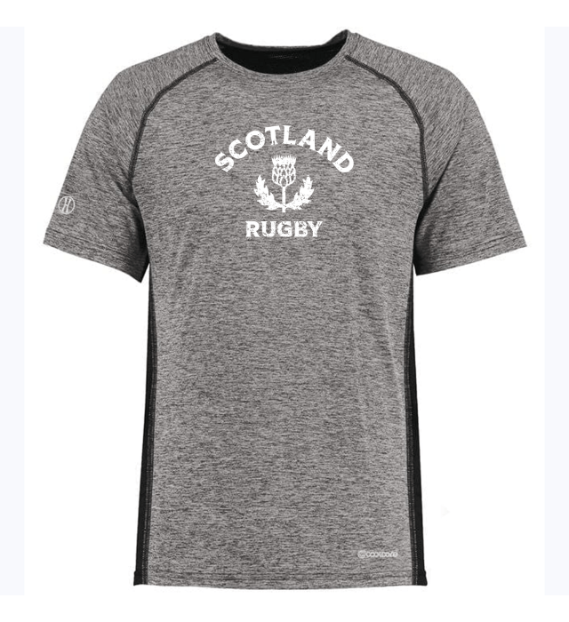 A Nations of Rugby Scotland Rugby Electrify Training Tee with white text featuring the WRS Augusta logo.