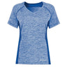 An Augusta Sportswear Women's Electrify Coolcore Rugby Training T-shirt with a V-neck and short sleeves.