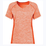 An Augusta Sportswear Women's Electrify Coolcore Rugby Training T-shirt with a v-neck and short sleeves.