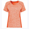 An Augusta Sportswear Women's Electrify Coolcore Rugby Training T-shirt with a v-neck and short sleeves.