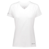 An Augusta Sportswear Women's Electrify Coolcore Rugby Training T-shirt with a v-neck.