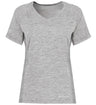 An Augusta Sportswear Women's Electrify Coolcore Rugby Training T-shirt with a v-neck and short sleeves in gray.