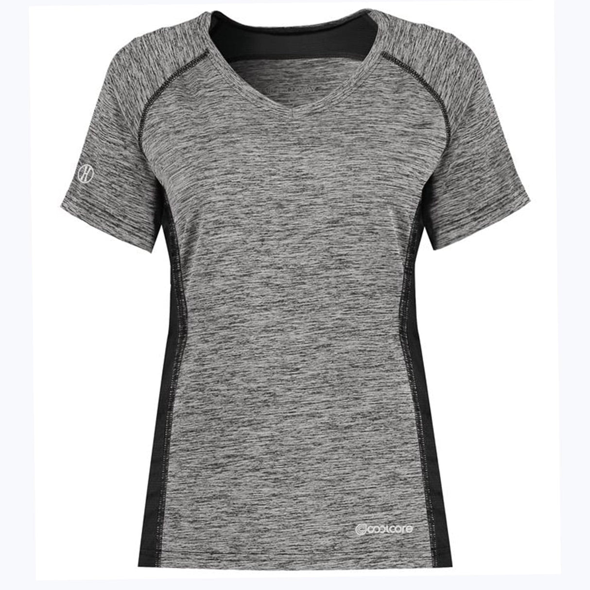 An Augusta Sportswear Women's Electrify Coolcore Rugby Training T-shirt in grey and black.