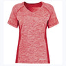 An Augusta Sportswear Women's Electrify Coolcore Rugby Training T-shirt with short sleeves in red.