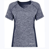 An Augusta Sportswear Women's Electrify Coolcore Rugby Training T-shirt with a v-neck and short sleeves.