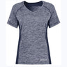 An Augusta Sportswear Women's Electrify Coolcore Rugby Training T-shirt with a v-neck and short sleeves.