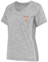 A women's Rhode Island Rugby Club Women's Electrify Coolcore Training Tee v - neck t - shirt by WRS Augusta.