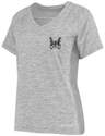 A Suffolk Bull Moose Rugby Women's Electrify Coolcore Training Tee with an image of a butterfly, manufactured by WRS Augusta.