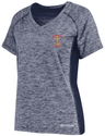 A Rhode Island Rugby Club Women's Electrify Coolcore Training Tee by WRS Augusta with a navy and red logo.