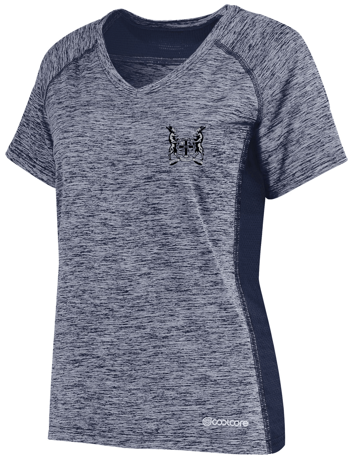 A Suffolk Bull Moose Rugby Women's Electrify Coolcore Training Tee by WRS Augusta with a logo on it.