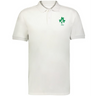 The EMB Augusta Nations of Rugby Ireland Vintage Polo is a classic white cotton pique polo featuring a green emblem and "1875" on the left chest.