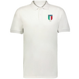 The EMB Augusta Nations of Rugby Italy Vintage Polo is a white cotton pique shirt with an "Italia 1939" crest in Italian flag colors on the upper left chest, inspired by classic rugby styles.