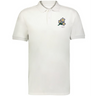 The EMB Augusta Nations of Rugby Japan Vintage Polo is a white cotton rugby polo with a small embroidered purple and yellow floral design and "1932" on the left chest, offering vintage rugby shirt appeal.