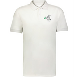 The EMB Augusta Nations of Rugby Tonga Vintage Polo is a white shirt featuring a small embroidered dove with an olive branch and "1994" on the left chest, inspired by classic rugby style for timeless appeal.