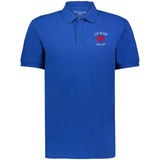 The EMB Augusta Nations of Rugby Les Bleus Vintage Polo is a blue short-sleeve shirt with "LES BLEUS FRANCE RUGBY" and a red rooster logo on the left chest—ideal for fans wanting a classic rugby style.
