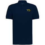 The EMB Augusta Nations of Rugby Argentina Vintage Polo is a navy blue shirt featuring a small yellow leopard and "1910" on the left chest, inspired by classic Argentine rugby style.