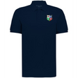 The EMB Augusta Nations of Rugby British & Irish Lions Vintage Polo is a navy shirt with a multi-colored four-symbol crest on the left chest, inspired by classic Lions rugby style.
