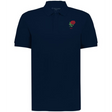 The EMB Augusta Nations of Rugby England Vintage Polo is a navy blue cotton rugby shirt featuring a small red rose and "1971" embroidered on the upper left chest, inspired by classic rugby styles.