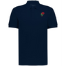 The EMB Augusta Nations of Rugby England Vintage Polo is a navy blue cotton rugby shirt featuring a small red rose and "1971" embroidered on the upper left chest, inspired by classic rugby styles.