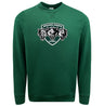 The WRS Augusta Woodlands Youth Wolfpack Crewneck Sweatshirt showcases a "Woodlands Rugby" logo with three wolf heads on the chest and is made from soft athletic fleece for comfort and warmth.