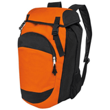 Athletic High5 Gear Bag with side mesh pocket and adjustable backpack shoulder straps, shown against a plain background by Augusta Sportswear.
