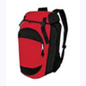 Red and black High5 Gear Bag with a vertical design, featuring multiple compartments and adjustable backpack shoulder straps by Augusta Sportswear.