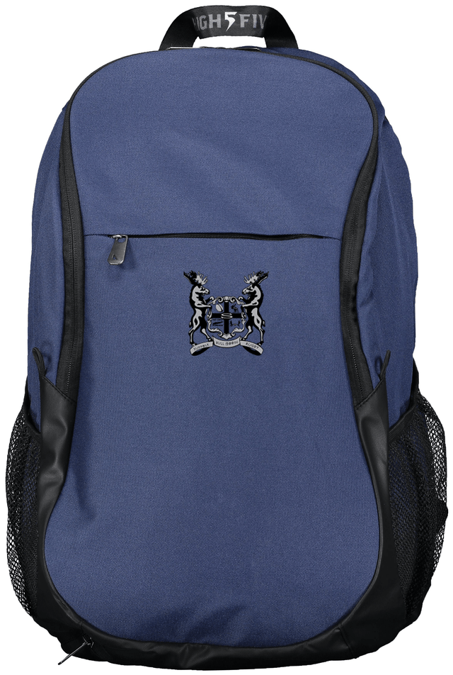 A Suffolk Bull Moose Rugby Free Form Rugby backpack with a black WRS Augusta logo on it.