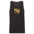 The USA Rugby 50th Anniversary Unisex Jersey Tank Top by WRS S&S Activewear features a gold "50 USA Rugby" logo with a rugby ball and eagle silhouette on the chest, celebrating 50 years of USA Rugby.