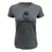 The EMB LAT Women's Fiji Supersoft Tee in heather gray features a black "FIJI RUGBY" logo with a palm tree graphic on the front, combining comfort and island style.