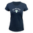 The EMB LAT Women's Ireland Rugby Est 1875 Supersoft Tee in navy features "Ireland Rugby Est. 1875" and a shamrock crest—an essential rugby shirt for fans.