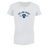 The EMB LAT Women's Ireland Rugby Est 1875 Supersoft Tee is a white, short-sleeved shirt featuring a blue "Ireland Rugby Est. 1875" emblem and shamrock crest—perfect as a Women's Rugby Shirt.