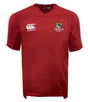 The EMB Canterbury Seattle Vikings Evader Jersey - Training Kit is a red short-sleeve rugby jersey with white Canterbury and Vikings Rugby logos on the chest.