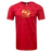 WRS LAT's USA Rugby 50th Anniversary Five Star Supersoft T-Shirt in red features a yellow "50 USA Rugby" logo with a stylized eagle and star patterns.