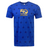 The USA Rugby 50th Anniversary Five Star Supersoft T-Shirt by WRS LAT celebrates USA Rugby's 50 years with a blue star pattern and a gold-and-blue "50 USA Rugby" eagle logo, combining style and comfort for rugby fans.