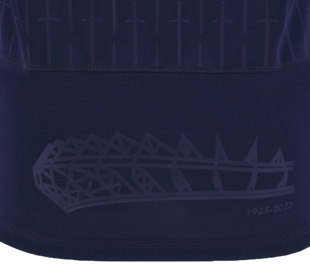 Navy blue fabric with geometric patterns, featuring the inscription "1925-2025" at the bottom—this Scotland Replica Home Jersey 24/25 by Macron is set to be an iconic piece for the 2024/25 season.