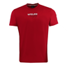 The Wales 25/26 Welsh Rugby Cotton Fan T-Shirt by Macron features short sleeves, a red design, and "WELSH Rugby" printed in white—a perfect WRU supporter shirt from Macron.