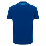 The Scotland 25/26 Murrayfield Stadium T-Shirt by Macron features a plain blue back with "MURRAYFIELD STADIUM 1925–2025" in small white text near the collar—a classic look from Macron.