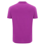The Scotland 25/26 Leisure T-Shirt by Macron, a plain short-sleeved purple tee, is shown from the back against a white background.