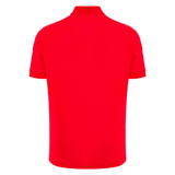 The Wales 25/26 Player Travel Poly Polo by Macron is shown from the back against a light gray background.