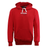 The Wales 25/26 Welsh Rugby Cotton Fan Hoodie by Macron features a red design, front pocket, white drawstrings, and "WELSH muggy" on the chest—an ideal pick for fans to show Welsh pride in comfort and style.